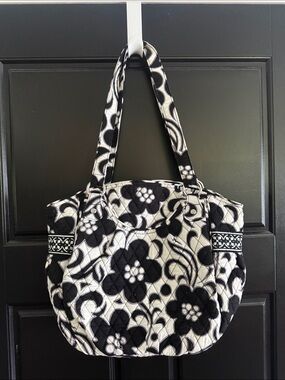 Vera Bradley Black and White Floral Quilted Tote